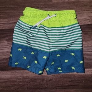CAT & Jack Turtle  Swimtrunks Size 2T Green Striped